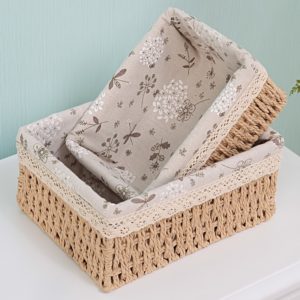 3 Set Handmade Straw Storage Baskets
