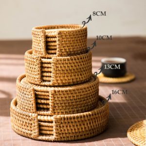6 Pcs Handcrafted Woven Rattan Table Mats