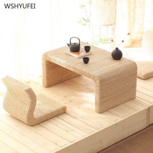 Handmade straw weaving  living room coffee table table det