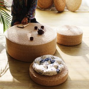 Japanese style  thick round rattan tatami meditation cushion