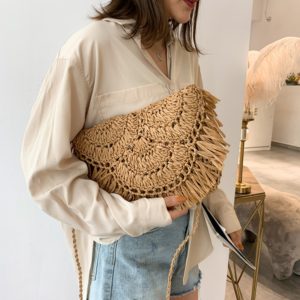Handmade Tassel Straw Rattan Woven Handbags
