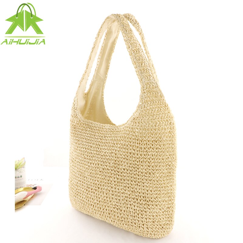 Vintage Summer Straw Woven Shoulder Bag - Image 2